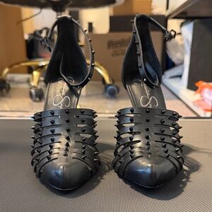 Jessica Simpson Black Spiked Heels